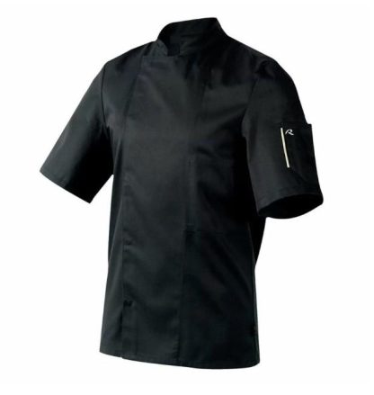 Robur kokkitakki unisex lyhythihat musta ( XS - XXXL)