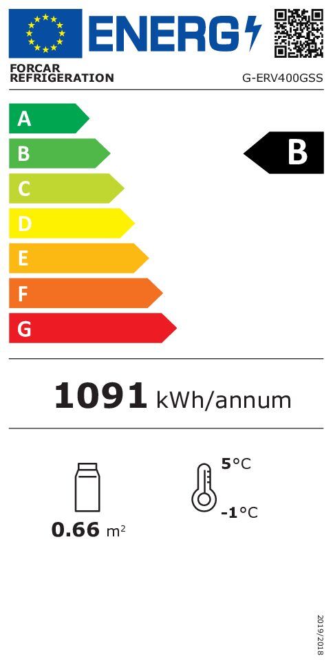 Jääkaappi Forcar 300L lasiovellinen (G-ERV400GSS) - Image 2